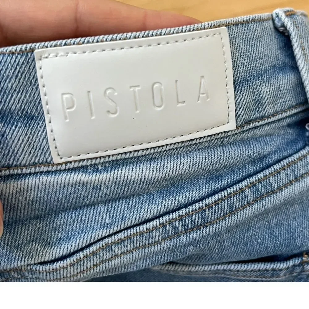 Pistola Monroe High Rise Slim Straight Cigarette Raw Hem in Dolores Park Wash 26 - Picture 10 of 13